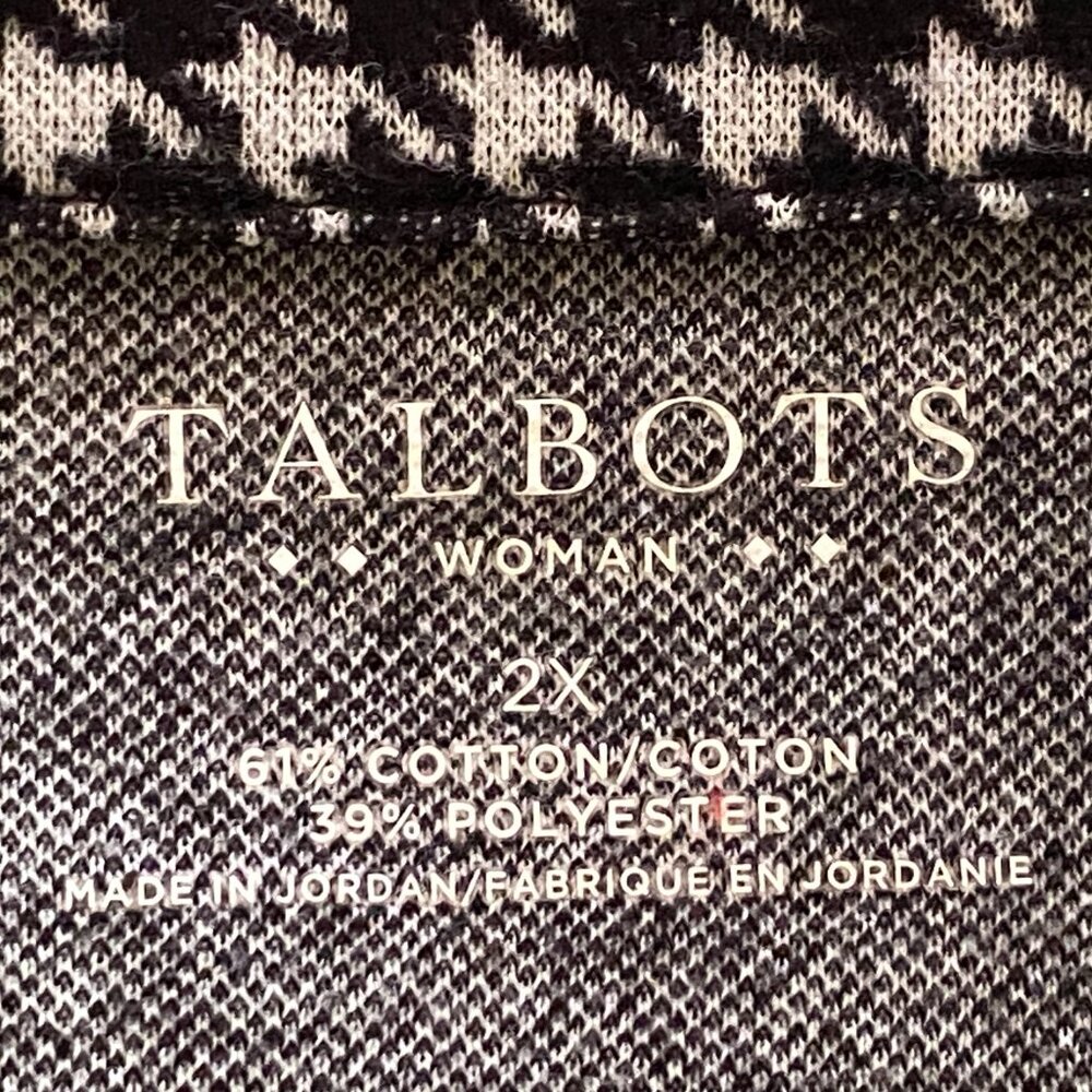 Talbots Black and White Houndstooth Scoop Neck Sweater - Picture 6 of 8